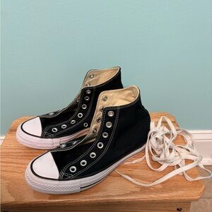 Converse Black Canvas High-Tops with White Soles